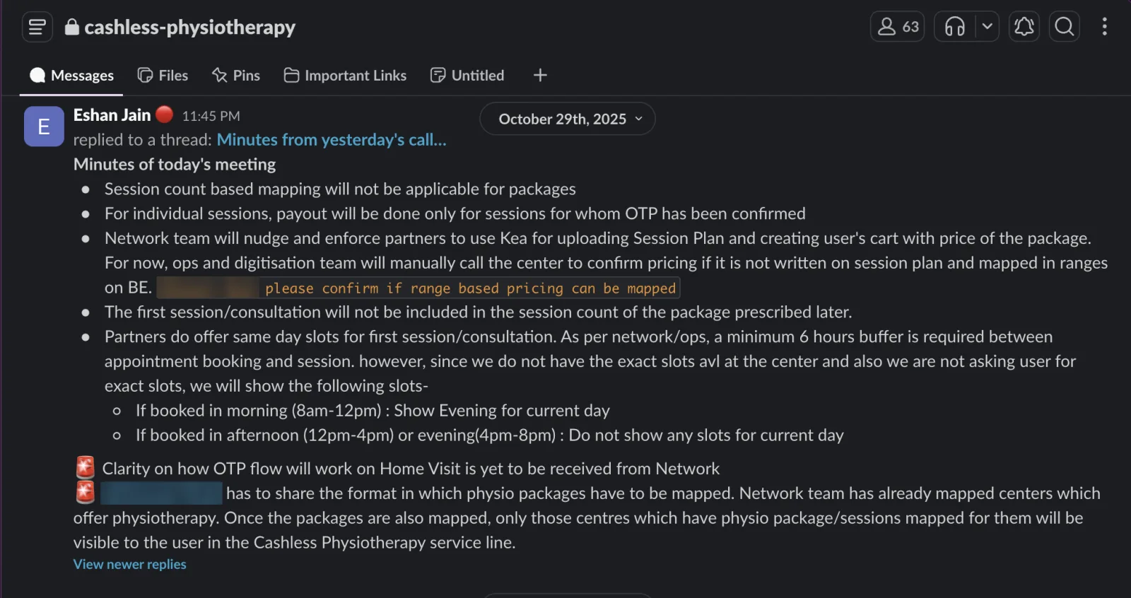 Minutes from one of the alignment meetings, Oct 2025